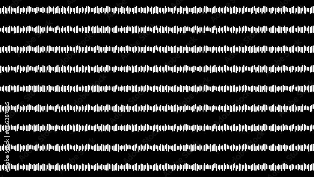 Stripes of changing white lines. Transparent background with alpha channel. Concept of white noise overlay, electronic signal.