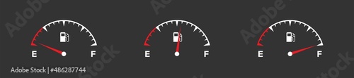 Fuel meter set icon. Full fuel gauge. Gas tank. Vector isolated flat