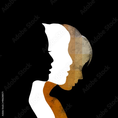 Women supporting women. Minimalist silhouette art photo