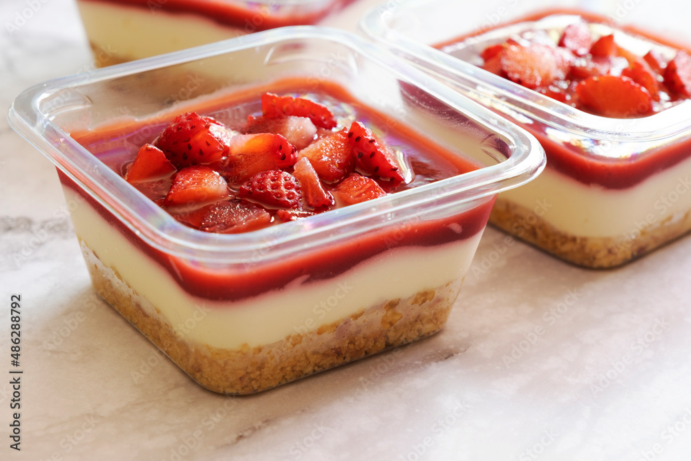Strawberry cheese pie on marble table Strawberry cheese pie on marble table