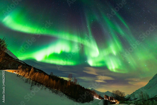 Aurora in Tromsø, Norway. The Northern Light in the arctic pole.