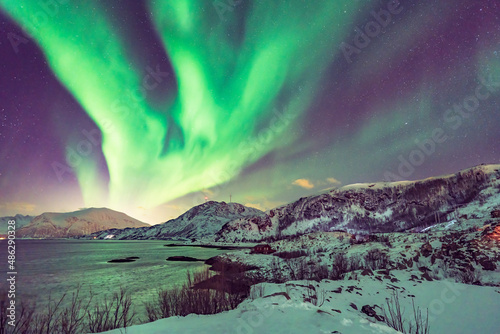 Aurora, northern light in Norway, chased on the islands