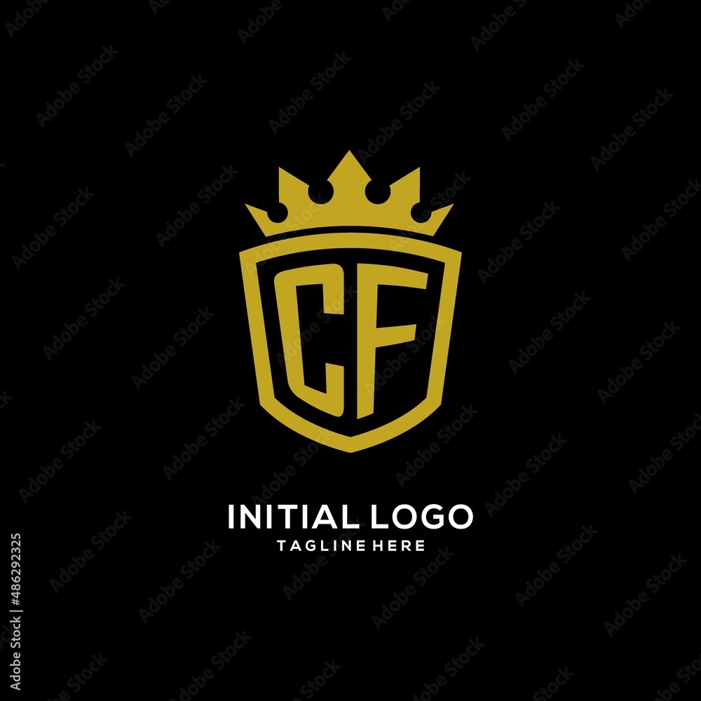 Initial CF logo shield crown style, luxury elegant monogram logo design ...
