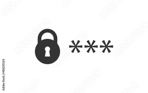 Password black icon in flat style. Secure code button. Vector for website, app, and ui design