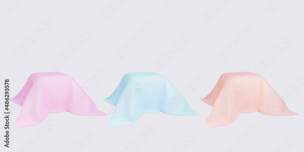 3d set of boxes covered with cloth isolated on white background. Vector illustration.