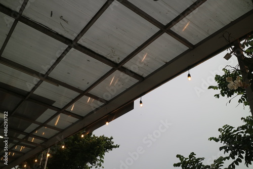 transparent roof in front of the house photo