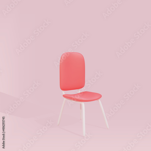 Minimal Red chair on pink background. Business hiring and Job vacancy concept. Vector illustration.
