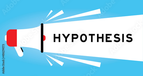Color megphone icon with word hypothesis in white banner on blue background