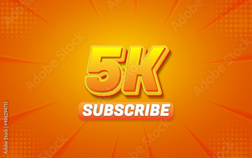 5k subscribers Banner templete with 3d editable text effect.