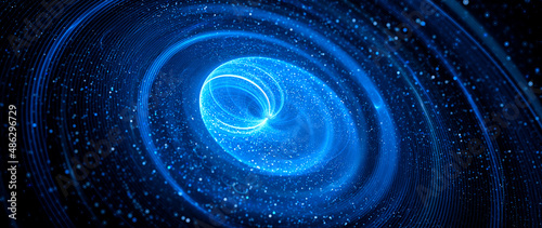 Blue glowing spinning spreader abstract widescreen background photo