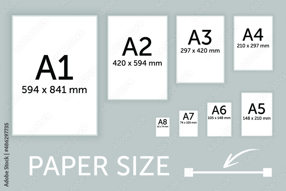Paper Sizes Vector A1 A2 A3 A4 A5 A6 A7 A8 Paper Sheet Formats Eps10 Vector