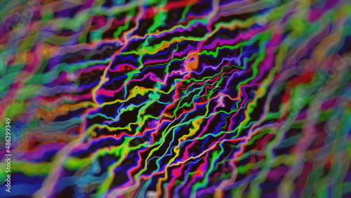 Abstract neon background with multicolored lines.