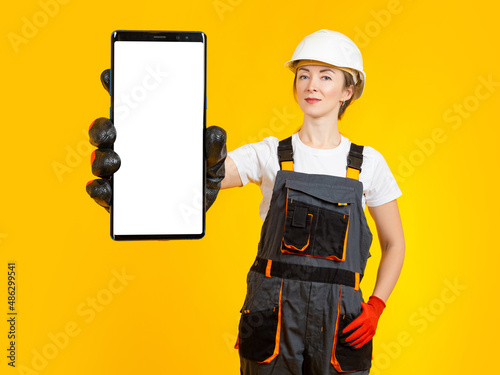 Construction phone mockup. ...