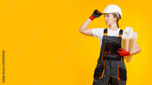 Woman engineer. Girl engine...
