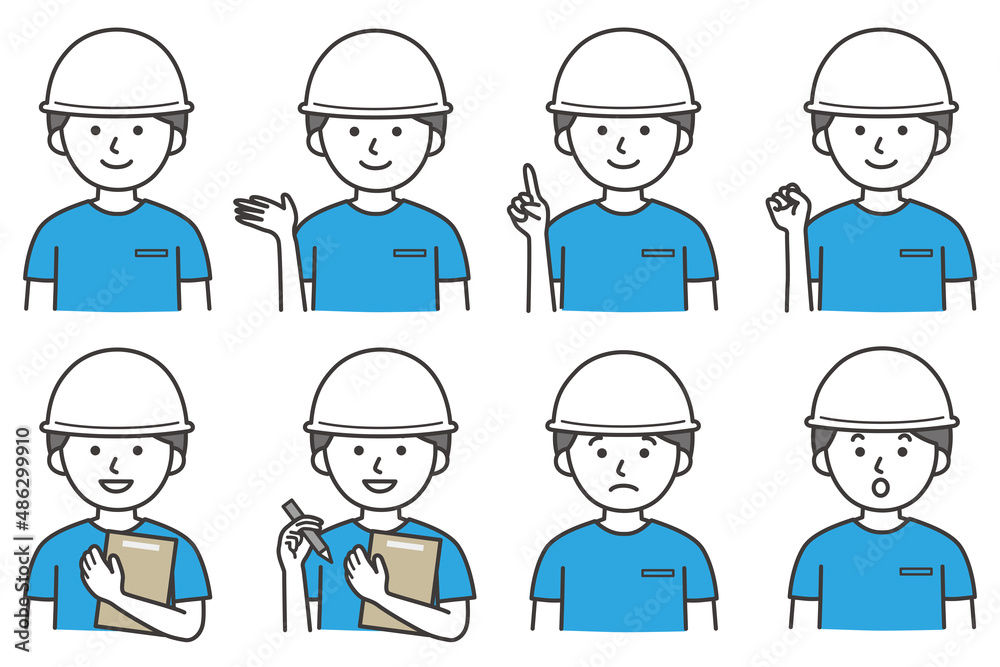 人 シャツ 半袖 ヘルメット 帽子 AI 素材 イラスト ベクター