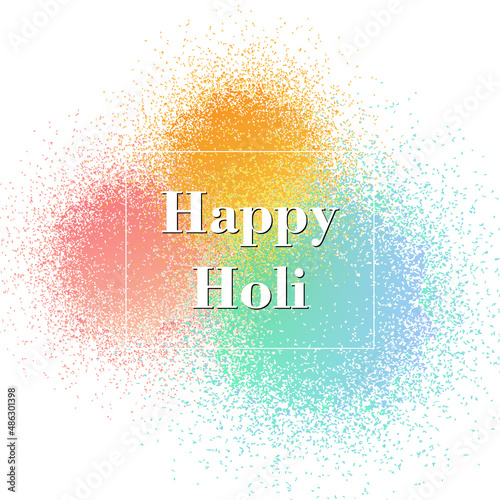 Happy Holi English text on Pichkari vector illustration. Happy Holi festive banner vector designed on white background.