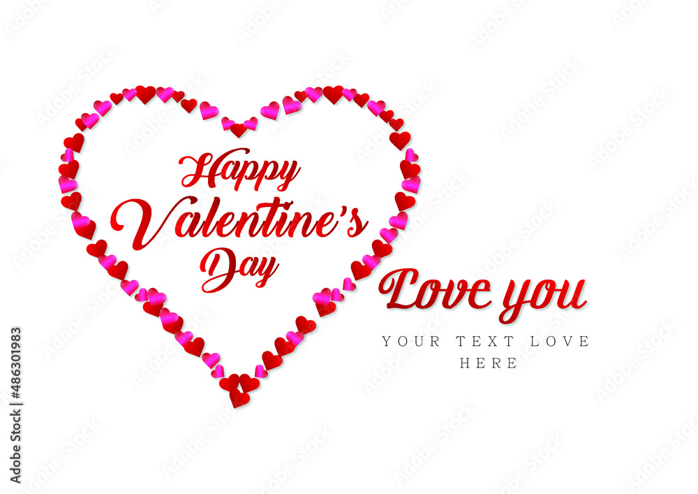 Happy valentines day and love you banner with sparkle heart shape premium vector 