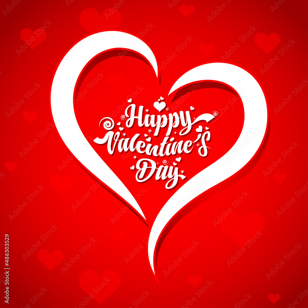 Happy Valentine's day text, hand lettering typography poster on red gradient background. Vector illustration. Romantic quote postcard, card, invitation, banner template. Vector background Happy Valentine's day text, hand lettering typography poster on red gradient background. Vector illustration. Romantic quote postcard, card, invitation, banner template. Vector background