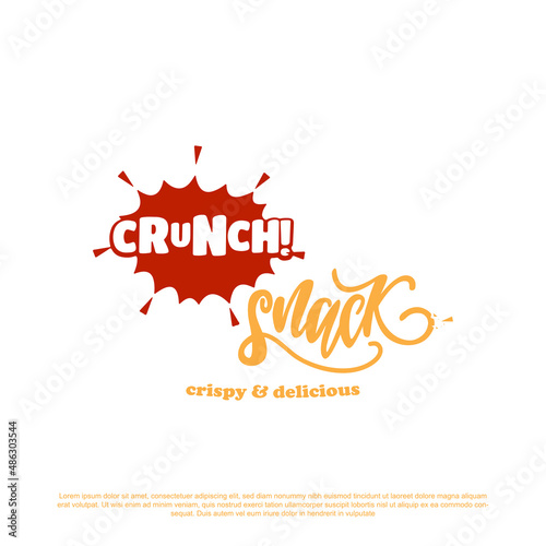 Crunch snack lettering logo design vector. for your brand or business