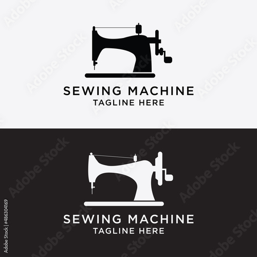 Set Sewing machine logo. Textile logo. Custom vector logo template.