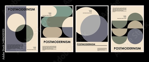 Artworks, posters inspired postmodern of vector abstract dynamic symbols with bold geometric shapes, useful for web background, poster art design, magazine front page, hi-tech print, cover artwork. photo