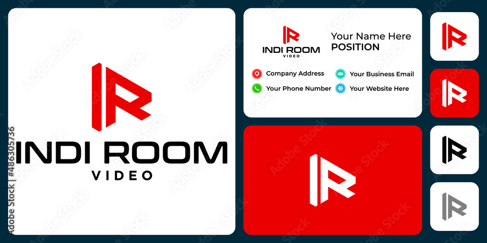 Letter I R monogram video logo design with business card template.
Letter I R monogram video logo design with business card template.