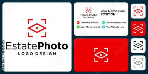 Estate and photography logo design with business card template.