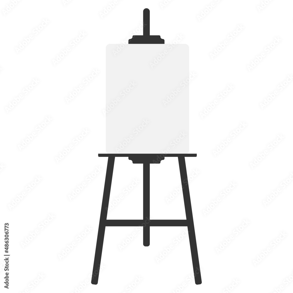 An easel with a blank canvas, isolated on a white background. Vector illustration - obrazy, fototapety, plakaty 