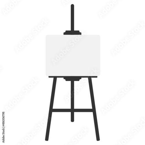 An easel with a blank canvas, isolated on a white background. Vector illustration