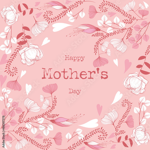 Happy Mothers day flowers illustration - Floral design 