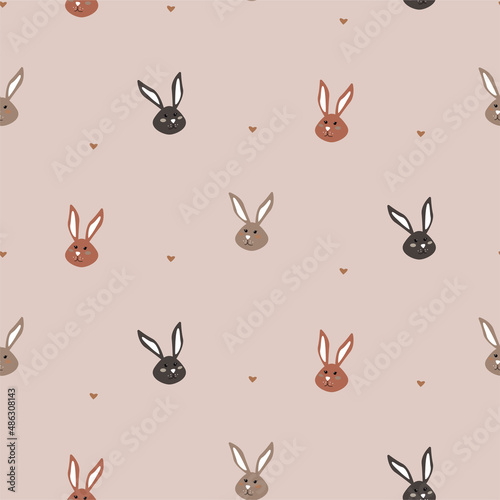 Cute Bunny Pattern, Rabbit background for kids clothes design print textile design