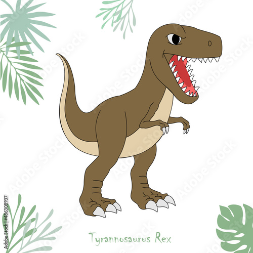 Vector illustration of the dinosaur Tynannosaurus Rex isolated on white background.