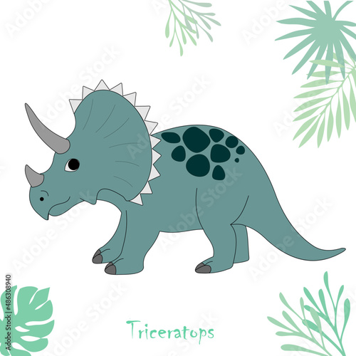 Vector illustration of the dinosaur Triceratops isolated on white background.