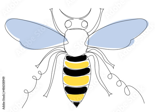 bee contour one line sketch vector