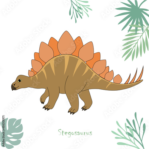 Vector illustration of the dinosaur Stegosaurus isolated on white background.