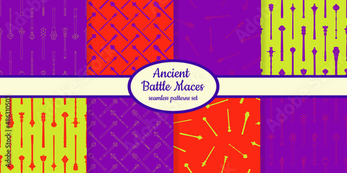Collection of patterns with ancient battle maces designed for web, fabric, paper and all prints 