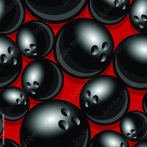 Printable seamless vector pattern with bowling ball graphic