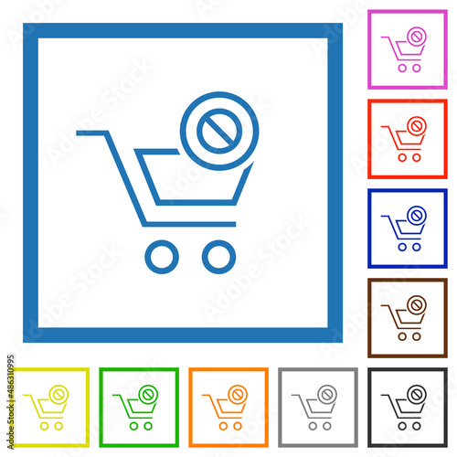 Cart disabled outline flat framed icons