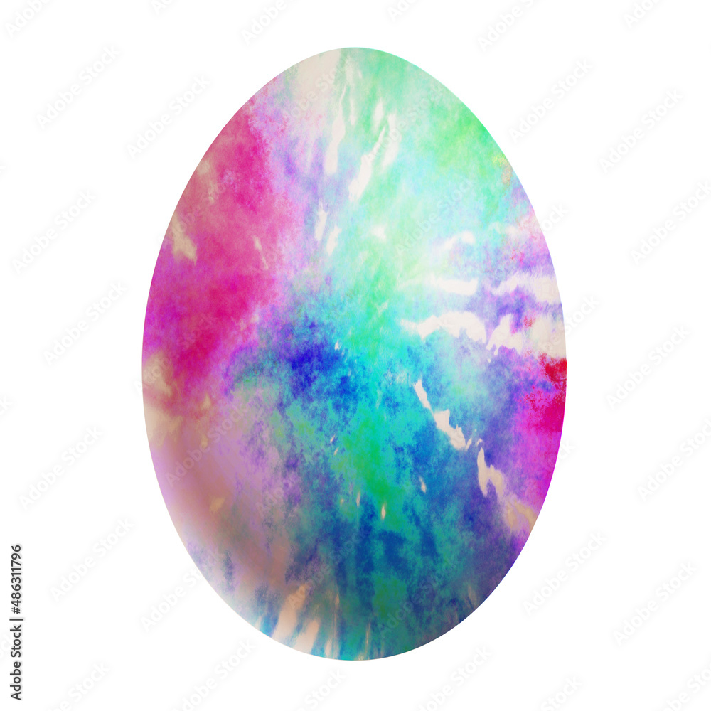 Colorful Easter egg isolated on white background. Tie dye batik pattern. Elegance hand painted decoration. Colorful Easter egg isolated on white background. Tie dye batik pattern. Elegance hand painted decoration.