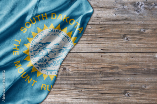 United States country state South Dakota on old wooden pattern table board