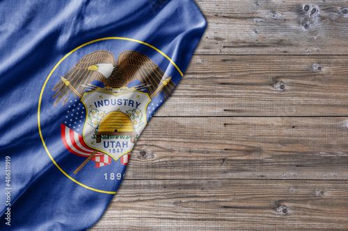 United States country state Utah on old wooden pattern table board