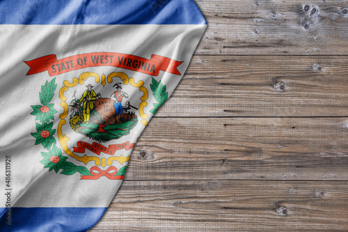 United States country state West Virginia on old wooden pattern table board