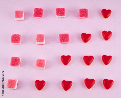 gummy candies on pink background