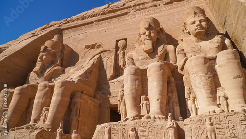 Aswan  Egypt   Great Abu Simbel temple of Pharaoh Ramses II in southern Egypt in Nubia next to Lake Nasser.