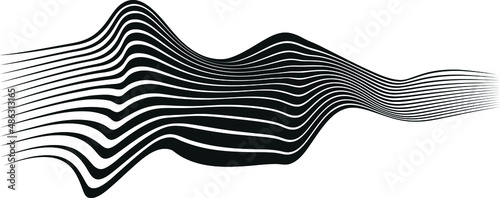 Optical illusion distorted wave. Abstract horizontal stripes vector design. Surreal pattern.