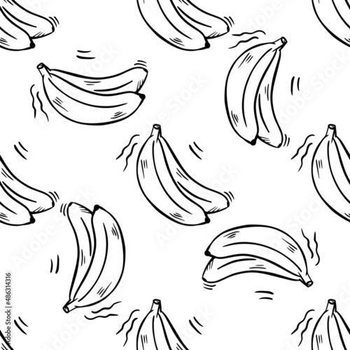Vector seamless pattern with bananas. Vector graphics. Vector illustration