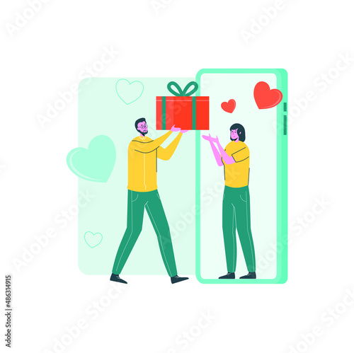man giving love gift to his girlfriend