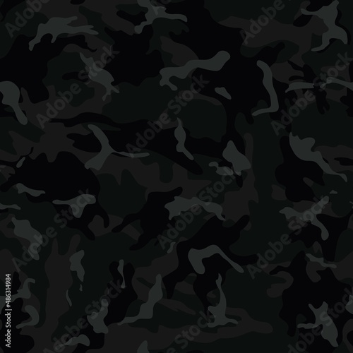 Urban black camouflage pattern, night seamless texture, camouflage. Street fashion print.