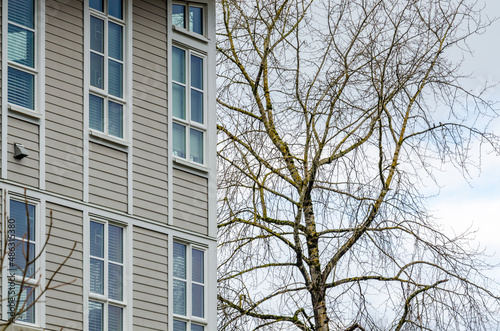 Fragment of a house or apartment building with nice window.
