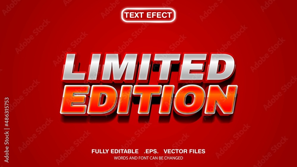 3d editable text effect limited edition theme premium vector